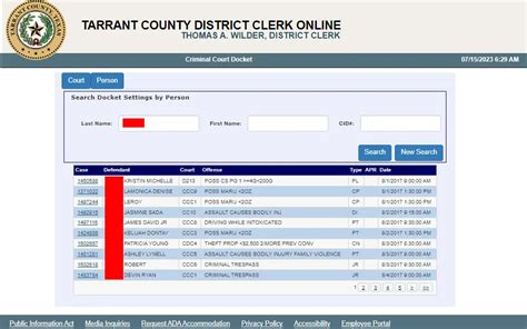 The District Clerk's Office charges a $120 initiation fee as. . Tarrant county felony court records search